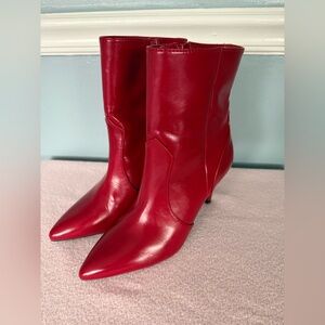 Red Leather Ankle Boots
